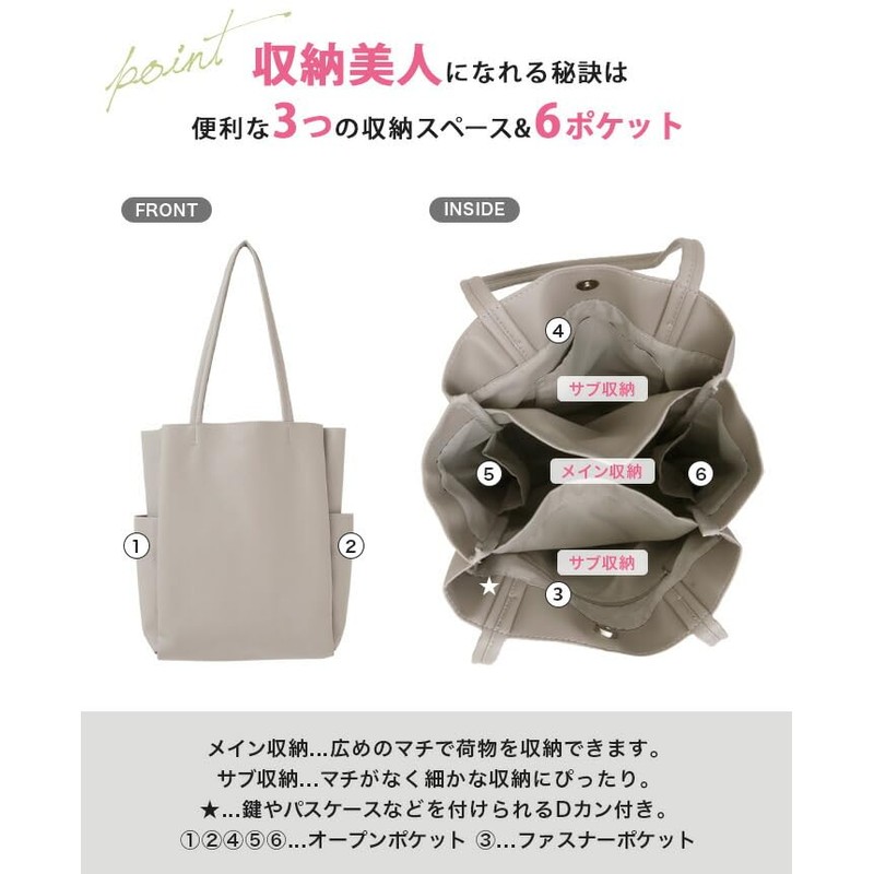 Berita JP 621-6961 Beautiful Storage Tote Bag, Multiple Storage, A4,