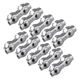 BQLZR 304 Stianless Steel Wire Rope Double Clips Clamps Buckle 2-Post Cable Clamp Wire Rope Clip Cable Clamp Polywire Connectors Steel Wire Connectors Pack of 10