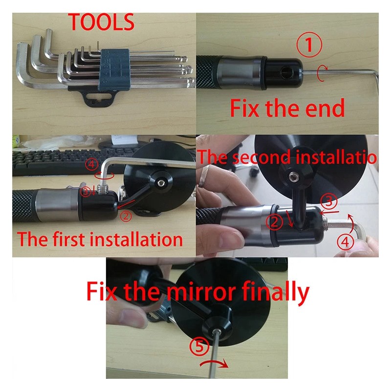 KEEPDSGN Motorcycle Round 7/8 Handle Bar End Mirror Black For