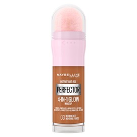 Maybelline New York 4 in 1 Make Up with Concealer, BB Cream, Powder and Primer, for a Perfectly Complexion, Light Coverage, Sponge Applicator, Instant Perfector Glow, No.03 Medium Deep, 20 ml