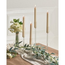 Willceka Candle Holder, Glass Taper Candle Tall Candlestick Holder, 4 Different Heights, for Table Centerpiece, Wedding, Party, Clear, 8pcs