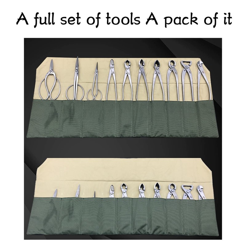 Tyenaza Bonsai Tool Roll, 10-Pocket Waterproof Canvas Bonsai Tool Case
