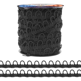 Mandala Crafts 30 Yds Elastic Button Loop Trim - Black Braid Trim for Sewing - Closure for Bridal Wedding Dress Corset