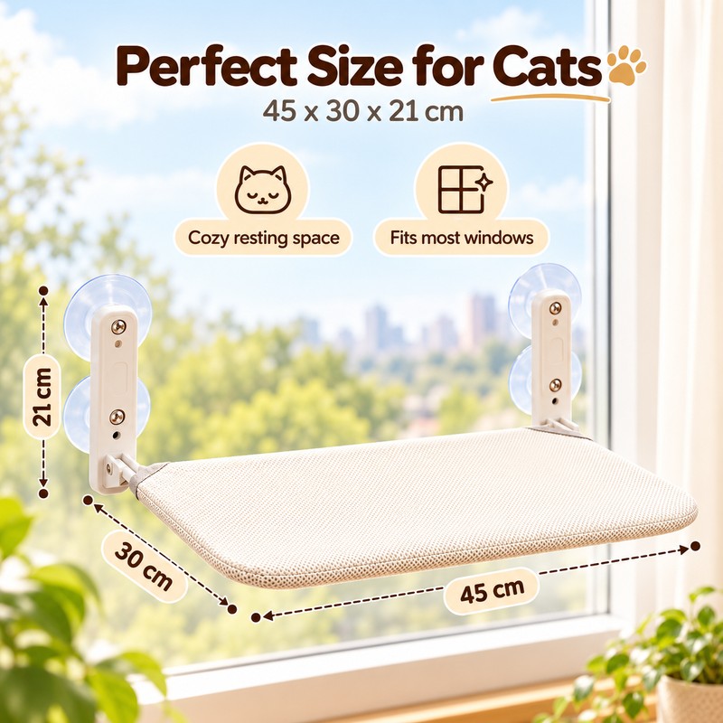 Cat Window Hammock for Indoor Cats – Removable Washable Bed
