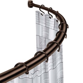 60-Inch Stainless Steel Curved Shower Curtain Rod, 5 Foot Mounted Non-Telescoping Rust Proof (Old Bronze)