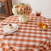 Round Fall Gingham Tablecloth 60 inch, Orange Cotton Linen Style