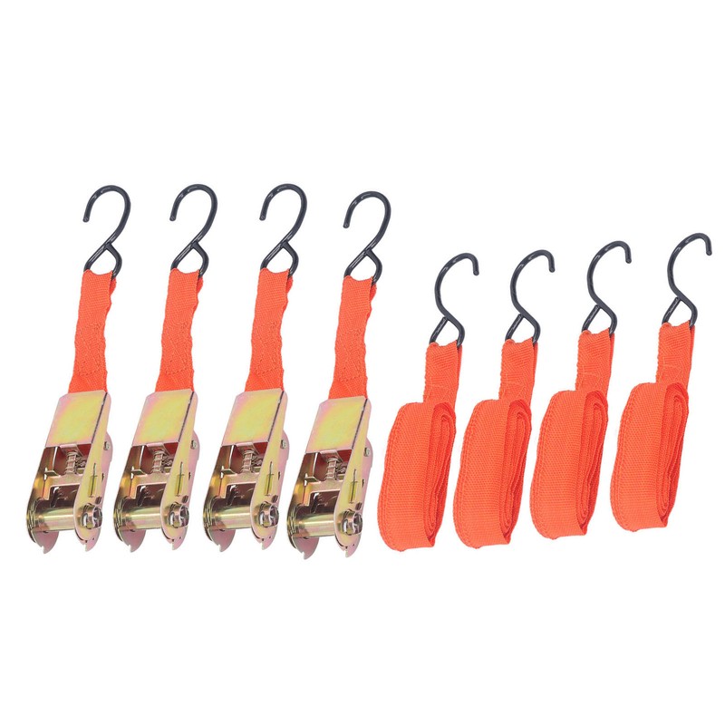 4Pcs Ratchet Tie Down Straps Motorcycle Car Buckle Set 15in