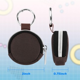 Portable Ring Organizer Case with Keychain, Traveling Ring Holder Storage Bag, Anti-Lost Keychain Container for Rings (1, Brown)