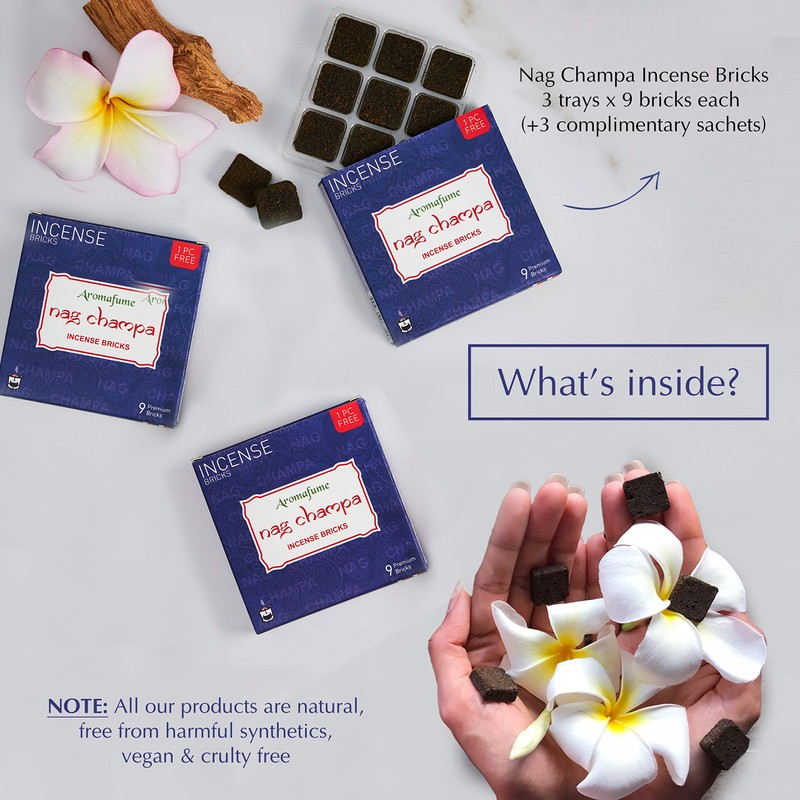 Nag Champa Incense Bricks Refill Pack (3 x 9 Bricks)