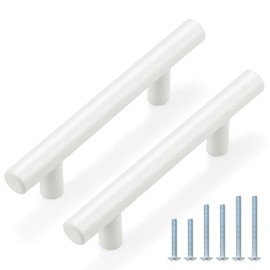 Probrico 20 Pack| 3 Inch Hole Centers Cabinet Pulls White Euro T Bar Handles Modern Cabinet Hardware Cupboard Drawer Closet Handles