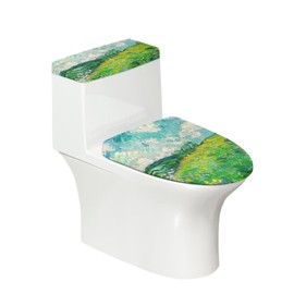 CREAMIC Van Gogh Wheatfield Juego de 2 Piezas Funda para Tapa de Inodoro Funda para Asiento de Inodoro Fácil de Limpiar Súper Suave Funda para Tanque de Inodoro Fundas de Asiento se Adaptan a la