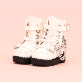 XiDonDon Doll Shoes Cool Chain Boots for Ob11,DDF,Body9,1/12 BJD,GSC Doll Accessories BJD Toys Shoes (White)