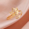 UNIFT Lotus Om Ring For Women Stainless Steel Hollow Out
