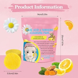 Pads de Limpieza con Cúrcuma, Toallas Desmaquillantes Nuevos Pads de Ácidopara el Rostro, el cuidado diario de la piel y la limpieza facial,Esponjas Faciales Comprimidas(1, Amarillo)