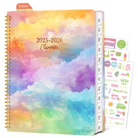 2025-2026 Planner, Weekly and Monthly Agenda from July 2025 - June 2026, 8.5" x 11" Large Academic Planner with Tabs, Spiral Hardcover Calendar Notebook for College & Office, Sky