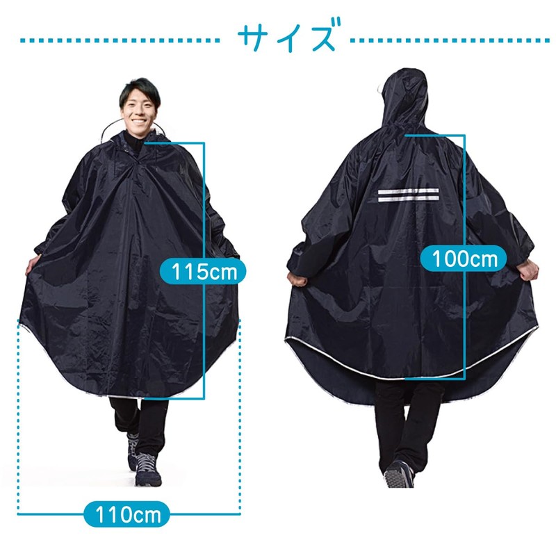 Jian Rain Poncho with Sleeves, 7 Colors, 3XL, Ideal for