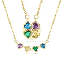 Omboo Heart Necklace for Women, Love Cute 18K Gold Plated Cubic Zirconia Heart Necklace Trendy Dainty Gold Pendant Necklace Jewelry Gifts for Women Birthday Christmas, Gold Chain Necklace Gift for