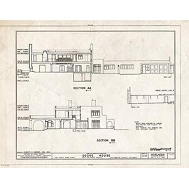 Historic Pictoric : Blueprint HABS Cal,19-LOSAN,27- (Sheet 8 of 9) - Walter Luther Dodge House, 950 North Kings Road, West Hollywood District, Los Angeles, Los Angeles County, CA 24in x 18in
