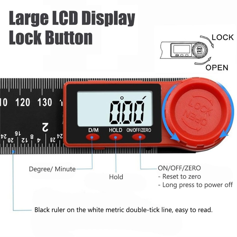 Gasea Digital Angle Finder Ruler, 200mm/7 Inch LCD Digital Protractor