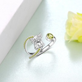 Highland Cow Ring for Women 925 Sterling Silver Adjustable Cow Rings Birthstone Jewelry Gifts for Women