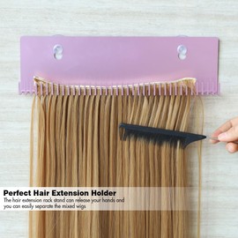 GlamorDove Hair Extension Holder for Styling Porfessional Hair Extension Tool for Washing Coloring Stainless Steel Hair Extension Hanger Weft Extension Tool Hair Display Holder for Salons