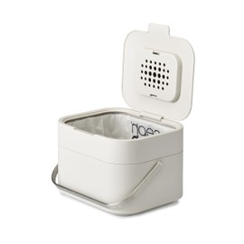 Joseph Joseph Stack Kitchen Food Intelligent Waste Compost Caddy Recycling Bin with Odor Filter, 4 Litre / 1 Gallon - Stone