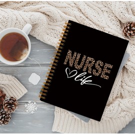 QUICQOD Nursing Notebook Gifts, Nurse Report Sheet Notebook,Nursing Gifts for New Nurses Friend,Nursing Student Graduation Gifts,Black Hardcover Spiral Notebook 5.5x8.3