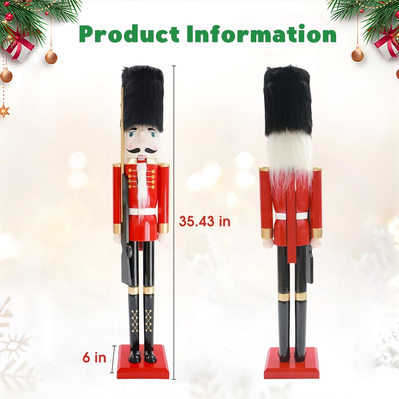 OEUVI Large Christmas Nutcracker Soldier 35 Inch/2.9Ft Wooden Nutcracker Figures