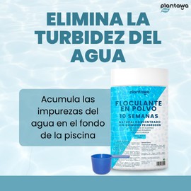 PLANTAWA Flocculant for Pool Concentrate 10 Weeks, Turbidity Remover for Small Pools and Hot Tubs, Clarifier for Transparent Water, Vegan Natural Product, Safe for the Whole Family