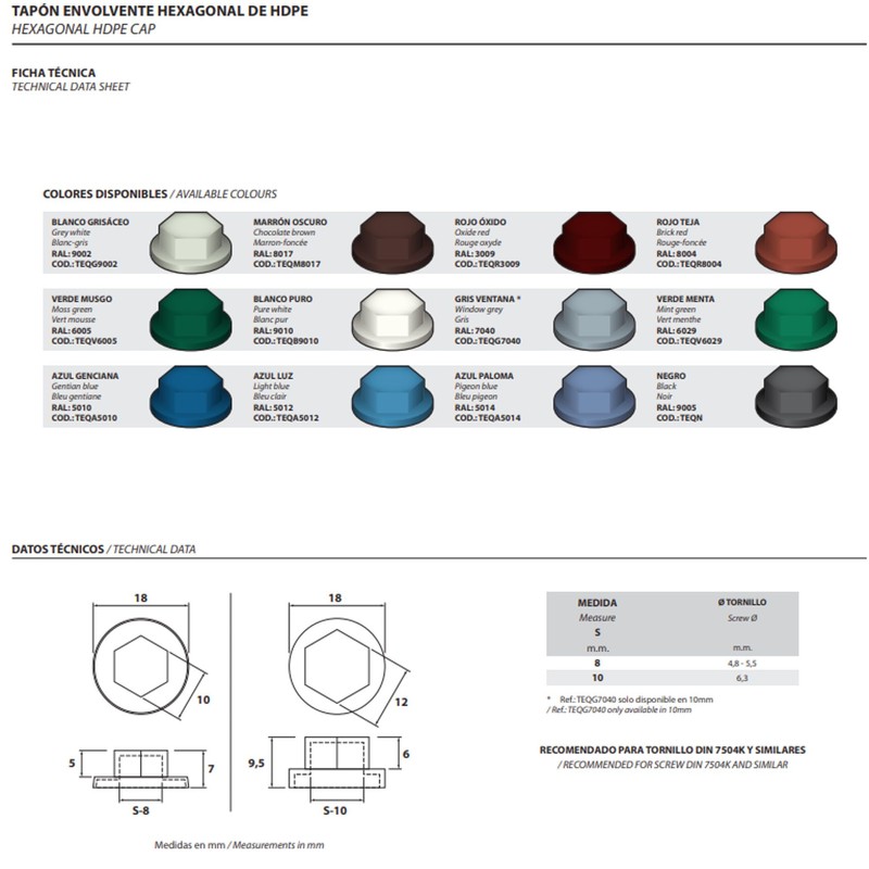 Bricoloco Protective Caps for Screws and Hex Nuts Made of