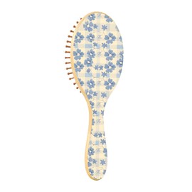 Wet Brush Detangler Hair Brush Soft Bristles-Detangling Hairbrush Glides Through Tangles Light Blue and Cream Floral Plaid for All Hair Types Women & Men