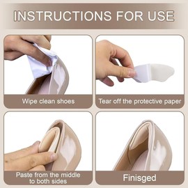 4-Pack Shoe Heel Cushion Pads for Too Big Shoes – Non-Slip & Durable Gel Inserts, Blisters Prevention, Anti-Friction Padding for Heels Universal Fit for Sneakers, Boots, Heels (Beige/Black)