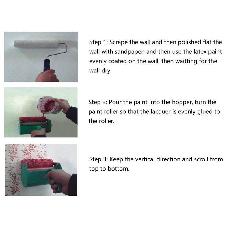 BUUEERR 5" Pattern Paint Roller Brush Sleeve Texture Stencil Wall