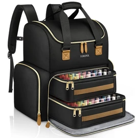 YOREPEK Extra Large Nail Polish Organizer Case Backpack Holds 96 to 100+ Bottles(15ml/0.5 fl.oz) UV Nail Lamp,Nail Organizers and Storage with 2 Removable Pouches Fits Nail Stuff,Gift for Manicurist
