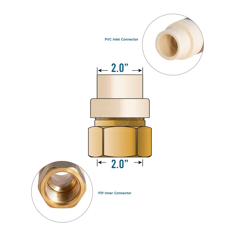 Everflow Supplies BRCPF200-NL 2" Lead-Free Adapter Fitting with a Brass