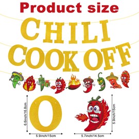 Shiny Chili Cook Off Banner Set - Pre-Assembled Chili Contest Pennants with Chili Pattern Flag and Accessories - Red Hot Chili Cooking Decor Banners - Perfect Chili Cook-Off Party Deco and Chili Decoration Banner Supplies (2 Pcs