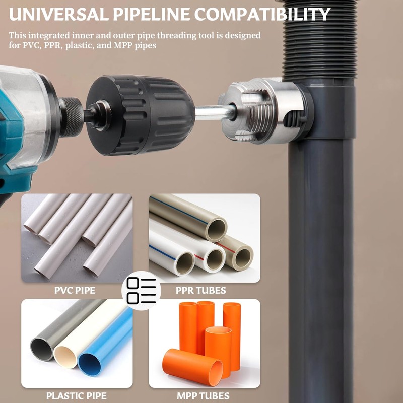 3Pcs PVC Pipe Threader Kit, 1/2, 3/4 and 1 Inch