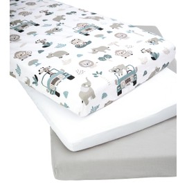 Medi Partners Set of 3 Fitted Sheets 60 x 120 cm 100% Cotton Baby Bed Linen Baby Mattress Sleeping Bag Cot Bed