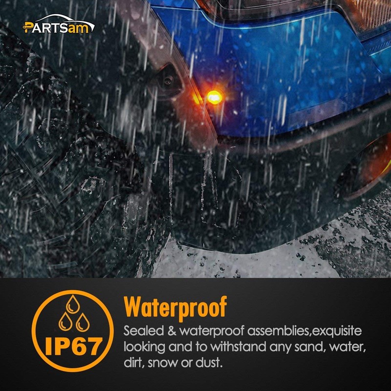 Partsam 20Pack 3/4" Inch Smoke Lens Amber LED Round Clearance