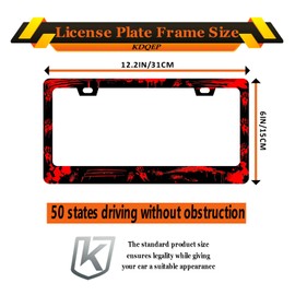 KDQEP Blood Splattered License Plate Frame,Black Cool License Plate Frame,Stitch License Plate Frame,Rust-Proof Waterproof Stainless Steel 2 Hole License Plate Holder for Men Women 12.2 X 6 Inch