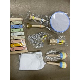 Montessori Wooden Musical Instruments for Toddlers 1-3, Baby Music Toy Set with Xylophone, Tambourine, Triangle, Clarinet, Maracas, Natural Sensory Educational Toys for Boys and Girls