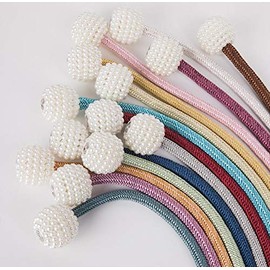 Megachest 2 Pcs Magnetic PEARL Curtain Tiebacks Curtain Clips Rope Holdbacks Curtain Holder Buckles 15 COLORS (navy)