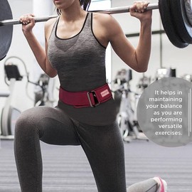 Shelly Weight Lifting Belt for Back Support Premium Self Locking Weightlifting belt of Men and Women Deadlift Training Belt 4 Inch Nylon with Metal Buckle (Pink, Large)