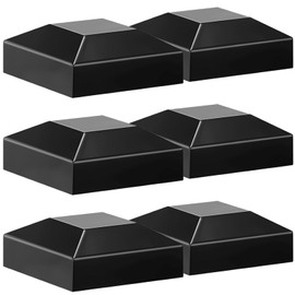 2x2 Aluminum Pyramid Caps - Fits 2" x 2" Metal Posts, Black Matte Covers for Fence, Deck Railing, and Mailbox (6 Pack)