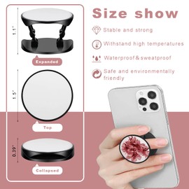 ULENDIS 30 Pieces Collapsible Blank Sublimation Phone Holders, Cell Phones Grip Holder Included 30 Sublimation Aluminum Sheets, Adhesive Finger Expanding Stand Holder with 30 Double-Sided Tape(Black)