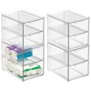 mDesign Stackable Storage Containers Box with 2 Pull-Out Drawers -