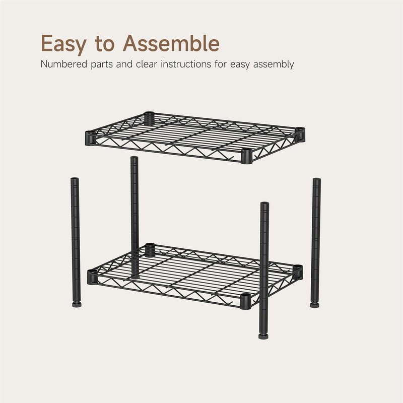 Golpart Small 2 Tier Shelves Storage Wire Shelving Unit Metal