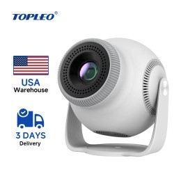Topleo Home Theater and Outdoor Cinema Projector Mini Video Android 14 Smart Portable Projectorcolor: White
