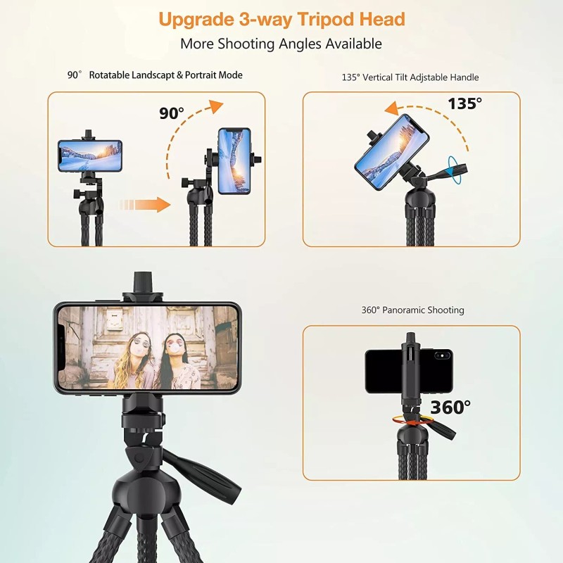 Erligpowht Phone Tripod, Portable Cell Phone Camera Tripod Stand with