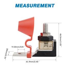 GLOSO Terminal Block + 40A Battery Fuse Kit for Multiple Batteries, Max Voltage 58V, Single Stud M8 (5/16"), Red, Plastic, Panel Mount, Screw Connector